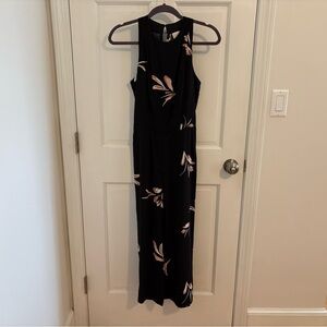 a new day Black Sleeveless Floral Jumpsuit with Pink Accents